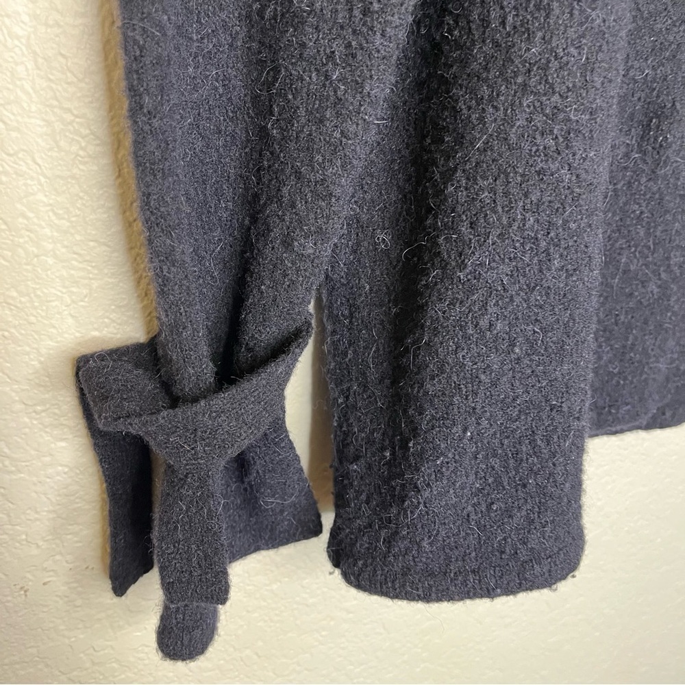 J. McLaughlin Black Merino Wool Baby Alpaca Blend Sweater Tie Sleeves Size Large - Picture 5 of 10